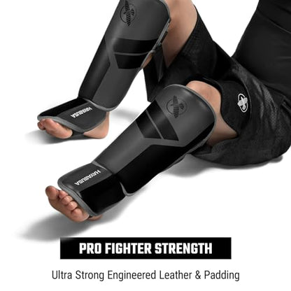 Hayabusa S4 Kids Shin Guards, Muay Thai, MMA, Kickboxing, Martial Arts - color: Charcoal, size: Small-Medium
