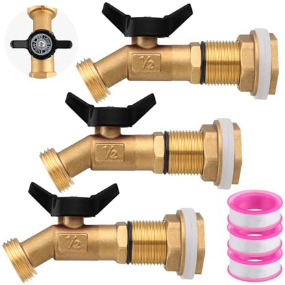 JaGely 3 Sets Brass Rain Barrel Spigot Kit with Heavy Duty Bulkhead Fitting Quarter Turn Ball Valve Rain Barrel Faucet for Aquariums, Water Tanks, Tubs, Pools(Black) - color: Black