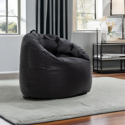 Big Joe Milano Beanbag Chair with Vibe Black Montana Leather - color: Black Montana Leather, size: Milano with Vibe