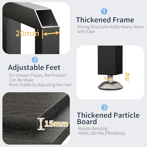 METYERRY 40 Gallon Fish Tank Stand with Power Outlets, Adjustable Aquarium Stand, Heavy Duty Terrarium Stand, Metal reptile tank stand, Suitable for Home Office,660LBS Capacity, Black - color: Black, size: 40 Gallon