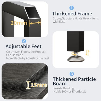 METYERRY 40 Gallon Fish Tank Stand with Power Outlet,Adjustable Shelf | 660 LBS Heavy Duty Metal Frame, Fits Fish Tanks Reptile Tanks and Turtle Tanks, Water Resistant Board, Home Aquarium Setup - color: Black, size: 40 Gallon