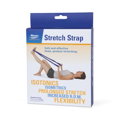 Norco Stretch Strap with Loops for Physical Therapy, Flexibility, Workout with Exercise Book. Improve Range of Motion by Stretching Out Hamstrings, Knee, Back, etc. (76" Purple Standard Strap)