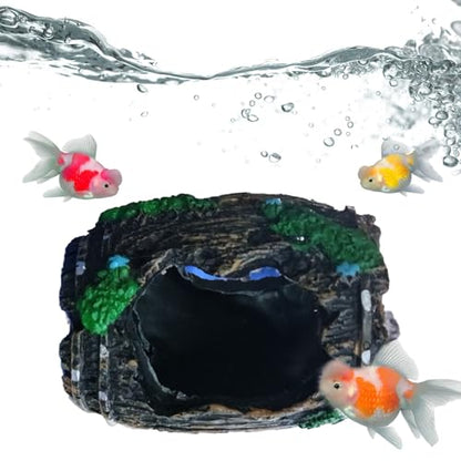 Fish Decorations for Tank Broken Barrel Design Artificial Ornament | Fish Aquarium Decor for Betta Shrimp Turtle Jellyfish Reptile Small Pets Freshwater Saltwater