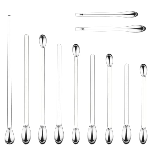 11 Pcs Lab Micro Spoon and Spatula Set, Stainless Steel Double-Ended Lab Spatulas Sampling Spoons Micro Scoopulas Weighting Set
