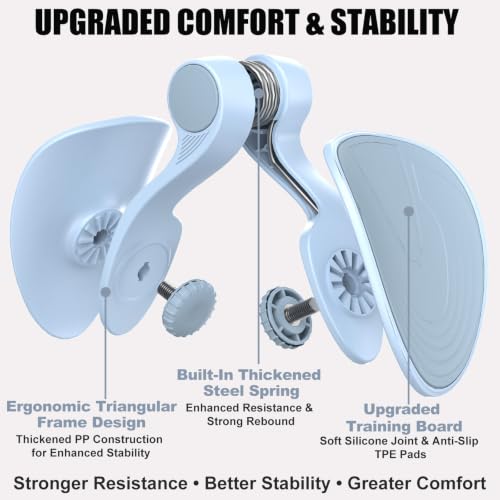 Pelvic Floor Exercise Device with 35 lb Resistance, Kegel and Inner Thigh Muscle Trainer, Home Workout Equipment for Postpartum Recovery, Women & Men, with Band - color: Blue