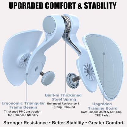 Pelvic Floor Exercise Device with 35 lb Resistance, Kegel and Inner Thigh Muscle Trainer, Home Workout Equipment for Postpartum Recovery, Women & Men, with Band - color: Blue
