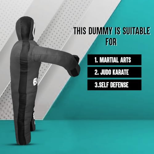 Bestzo Kids MMA Grappling Dummy - Unfilled Canvas Wrestling & BJJ Training Partner for Karate, Judo & Boxing (48-Inch) - color: Black Gray