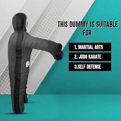 Bestzo Kids MMA Grappling Dummy - Unfilled Canvas Wrestling & BJJ Training Partner for Karate, Judo & Boxing (48-Inch) - color: Black Gray