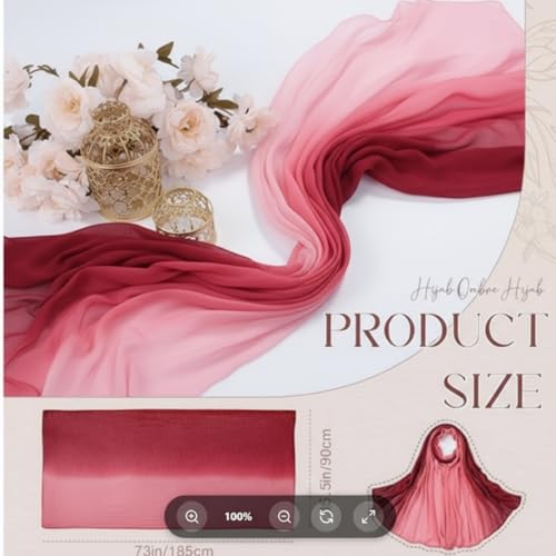 Geyoga Ombre Hijab Head Scarf for Women Muslim Modal Rayon Shawl Lightweight Soft Head Wrap - color: Dark Pink,light Pink