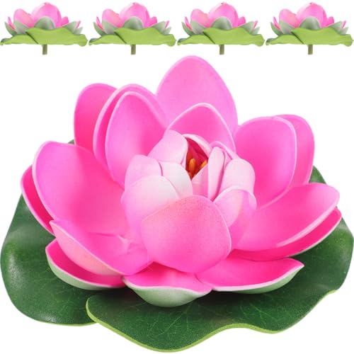 Cabilock 5PCS Floating Lotus Flowers, Artificial Pond Pool Decor - color: Pink