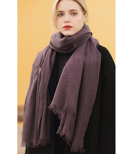Solid color cotton and linen scarf, wrinkled all season versatile long sunscreen fashionable shawl - color: Coffee