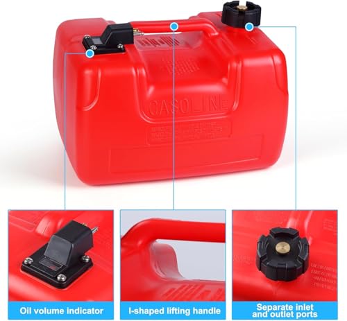 Marine Tank 3 gal Outboard Marine Boat Transfer Tank with 9.8ft Hose, Gauge, I-Shaped Handle, Easy to Carry for Outboard Engine Boats,Fishing Boat, Deck Boat,Yacht - size: 3 Gallon.