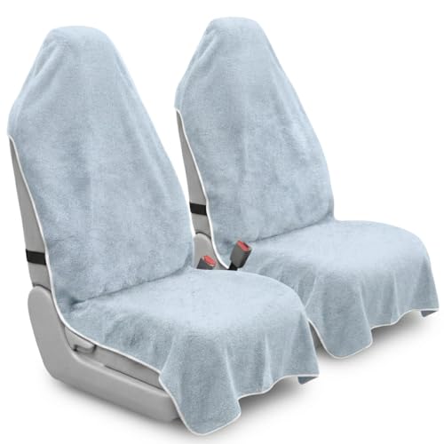 Car Seat Towel Cover, 2pcs Universal Front Seat Protector for Cars, SUVs and Trucks, Sweat Towel Car Seat Cover for Gym, Yoga, Swimming, Pets and Family Travel, Light Gray - color: Light-gray