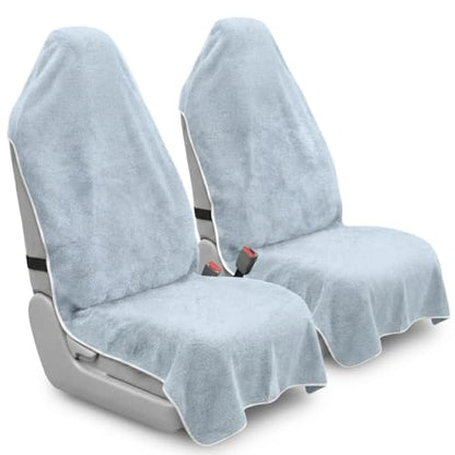 Car Seat Towel Cover, 2pcs Universal Front Seat Protector for Cars, SUVs and Trucks, Sweat Towel Car Seat Cover for Gym, Yoga, Swimming, Pets and Family Travel, Light Gray - color: Light-gray