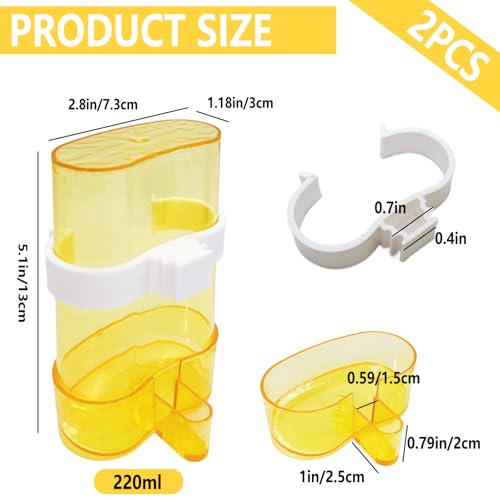 Parakeet Water Dispenser Parrot Water Feeder Bird Seed Container for Cage Cockatiel Cage Accessories Automatic Feeding for Budgies Finch Small Birds 2pcs - color: Coloured