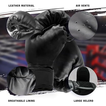 14 Pcs Boxing Set Boxing Equipment Set for Beginners Including 2 Pair of 6 oz Boxing Gloves Headgear Helmet Hand Wraps Mouth Guards Gifts Training Equipment - color: Black & Blue