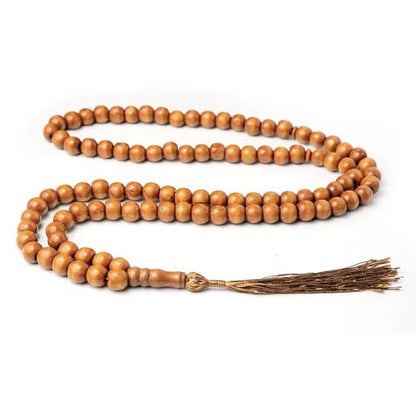 Wooden Tasbih Prayer Beads, 99 Bead Mala, Handcrafted with Tassel, for Dhikr, Meditation and Spiritual Focus