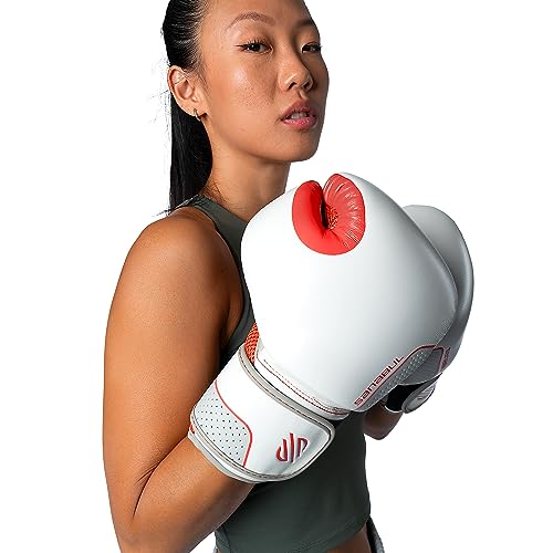 Sanabul Hyperstrike Boxing Gloves for Women, Kickboxing MMA Muay Thai Gloves, Training Sparring Punching Heavy Bag. - color: Red/White, size: 12 oz