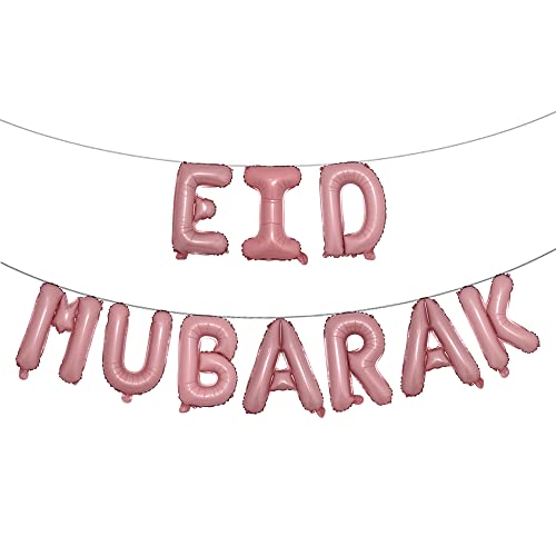 16inch Rose Gold Eid MUBARAK Foil Balloons Party Decoration Supplies Ramadan Decoration Gold EID Balloons For Muslim EID Ballon (EID EID Pink) - color: Eid Eid Pink
