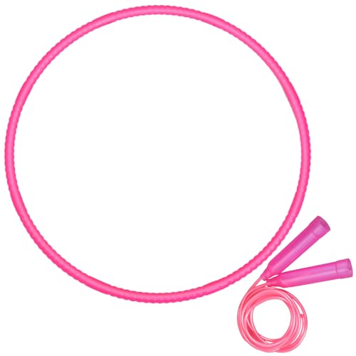 Poen 2 Pcs Detachable Hoop and Jump Rope Set Include 7.3 Ft Skipping Rope and 23 Inch Adjustable Exercise Hoop Gymnastic Fitness Exercise Gift Equipment - color: Rose Pink