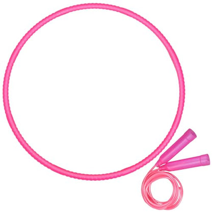 Poen 2 Pcs Detachable Hoop and Jump Rope Set Include 7.3 Ft Skipping Rope and 23 Inch Adjustable Exercise Hoop Gymnastic Fitness Exercise Gift Equipment - color: Rose Pink