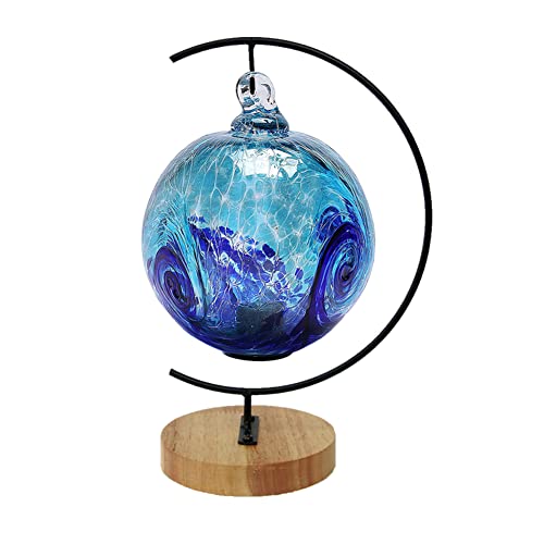 YY YEARCHY Ornament Display Stand Metal Stand Air Plant Stand Flower Pot Holder Iron Stand for Hanging Glass Globe Ball (Small G round wood) - color: Black, size: 9.5"x4.5"x4.5"