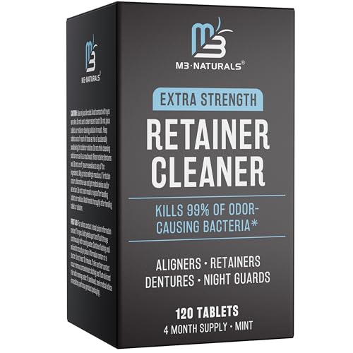 Retainer Cleanser Tablets Invisalign Cleaner, Removes Odors Discoloration Stains and Plaque 4 Month Supply Denture Cleansers Retainers Mouth Guards Denture Bath Mint by M3 - size: 120 Count