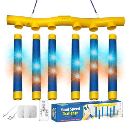 Reflective Drop Stick Challenge, Drop The Stick Game, Catch All DRO p Sticks Game, Hand Speed Challenge Ga me, Hand Eye Coordination Reaction Training Toy, Adjustable Speed, 3 Adjustable Speeds - color: Blue