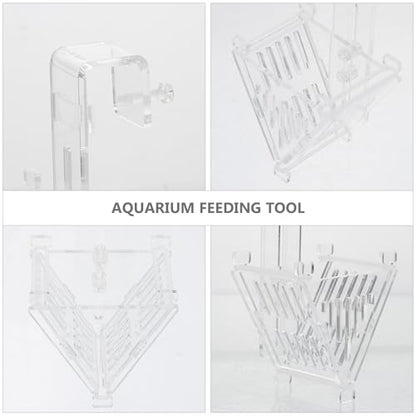 ULTECHNOVO Acrylic Fish Feeding Cup Aquarium Worm Feeder Cone-Shaped Fish Food Holder with Hook for Chilled Bloodworms