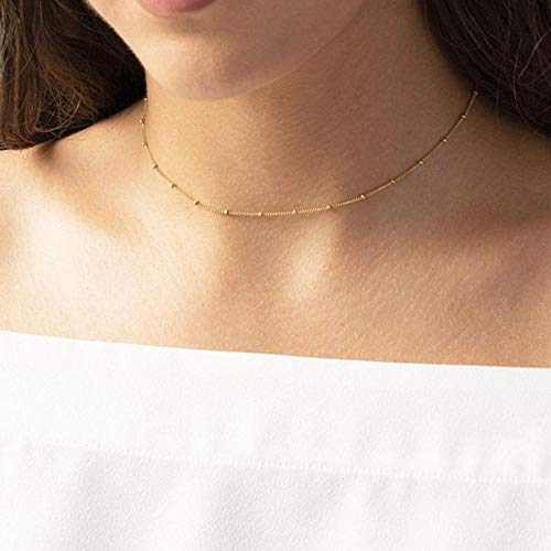 Turandoss Dainty Layered Choker Necklace, Handmade Y Pendant Necklace Multilayer Bar Disc Necklace Adjustable Layering Choker Necklaces for Women - style: 2PCS - Chain&Crescent