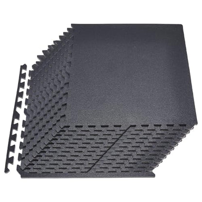VEVOR 0.56Inch 96sq.ft 24 Tiles Gym Flooring for Home Gym, Rubber Top with High Density EVA Foam, 24 x 24In Gym Floor Exercise Equipment Mats, Interlocking Gym Mats, Puzzle Workout Mats, Black | Rubber Top with High Density EVA Foam, Lightweight Gym Floor