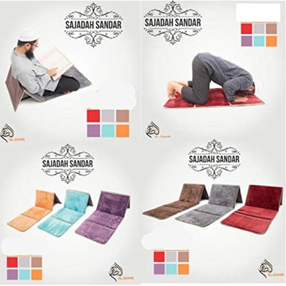 Mat Muslim Prayer Rug - Foldable with backrest (Yellow) - color: Yellow