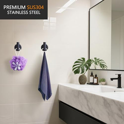 Nolimas Towel Coat Hook Matte Black, SUS304 Stainless Steel Bathroom Clothes Cabinet Closet Sponges Robe Hook Wall Mounted Round Kitchen Heavy Duty Door Hanger 4 Packs - color: 4pcs Matte Black