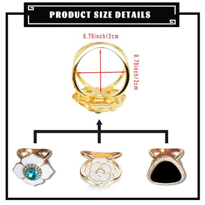 3pcs Fashion Scarf Ring Clip 3 Rings Silk Scarves Clip For Women Shawl Clip Buckle Gold Smooth Scarf Brooches Buckle - color: Scarf clip E-3PCS