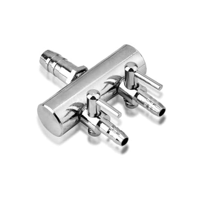 Joyzan Air Splitter Flow Control Valve,Aquarium Flow Lever Pump Distributor | 2 Way Stainless Steel Fish Tank Gang Manifolds Multi Port T Shaped Line Metal Regulator Connector Airline Tubing Hose