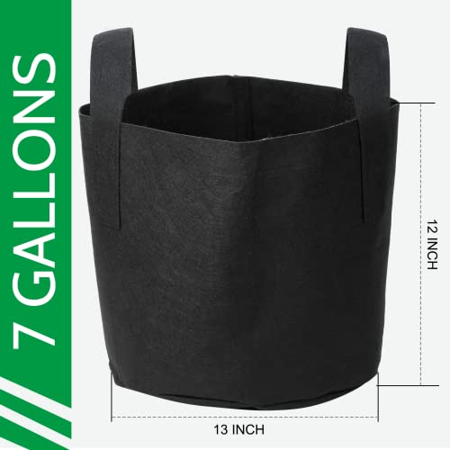 JERIA 12-Pack 7 Gallon Grow Bags, 300G Thickened Nonwoven Garden Pots,Heavy Duty Fabric Pots with Reinforced Handles - size: 7 Gallons