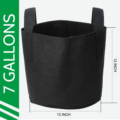 JERIA 12-Pack 7 Gallon Grow Bags, 300G Thickened Nonwoven Garden Pots,Heavy Duty Fabric Pots with Reinforced Handles - size: 7 Gallons
