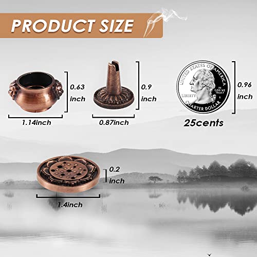 Incense Burner, 3Pcs Red Copper Cone Holder Bowl-Shape Incense Burner for Joss Stick, Tower Incense, Incense Coil (3 Styles) - color: Red Copper, 3 Pcs