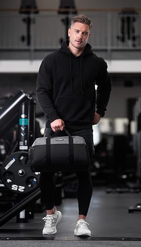 Fitgriff 남성 및 여성용 체육관 가방 V2 신발 및 습식 수납 공간 포함 - 여행, 스포츠, 피트니스 및 운동용 더플 백 - color: 블랙 / 그레이, size: 22 x 12 x 13 inches (Medium)