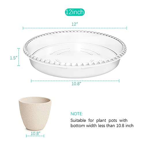 6 Pack Clear Plant Saucer 12 inch (Top Diameter), Durable Plastic Plant Trays for Indoor, Round Flower Plant Pot Saucer, Sturdy Plant Water Catcher Tray - size: 12 inch