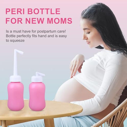 Carethetic Peri Bottle, 10oz Upside Down Portable Bidet for Postpartum Care, Perineal Cleansing with Angled Nozzle, Travel Bag, New Mom Essentials, Pink