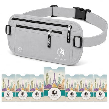 VENTURE 4TH Travel Money Belt with 7 RFID Sleeves - Silver - color: Silver
