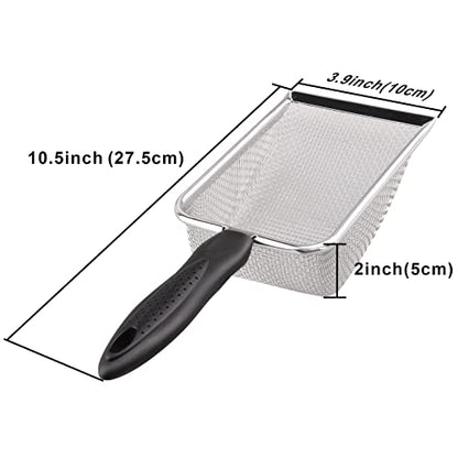 Aiicioo Reptile Stainless Steel Sand Scoop Metal Shovel Sifter Fine Mesh Terrarium Substrate Cleaner Corner Sifter Pooper Scooper Cat Scoop for Reptile Litter Box