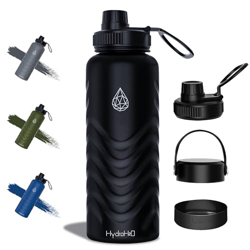 24oz Stainless Steel Insulated Water Bottle, 48H Cold & 24H Hot, Leak-Proof Wide Mouth Lids (Straw & Spout), BPA-Free Bottles, Mens Water Bottle for Gym, Hiking, Travel - Black - color: Black, size: 24 Ounces