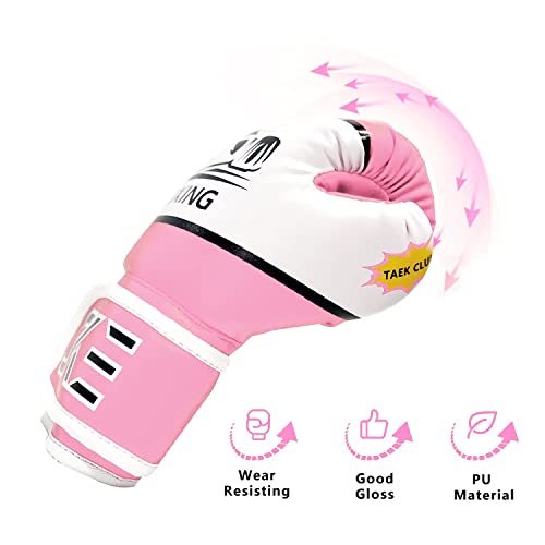 CKE Kids Boxing Gloves for Kids Boys Girls Junior Youth Toddlers Age 5-12 Years Training Boxing Gloves for Punching Bag Kickboxing Muay Thai - color: PINK