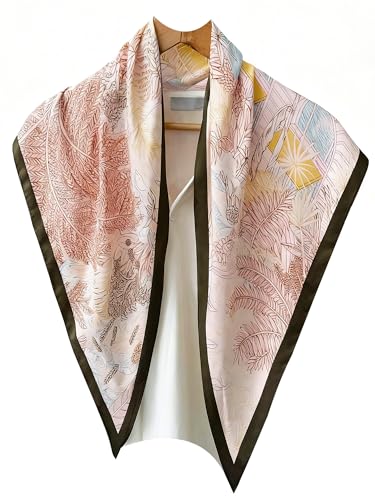 Triangle Shawls Scarf Head Hair Neck For Women Scarves Fashion Silk Feeling Lady Lightweight 51 * 23.6inch - color: K25-pink Hawaii（51*23.6inch）
