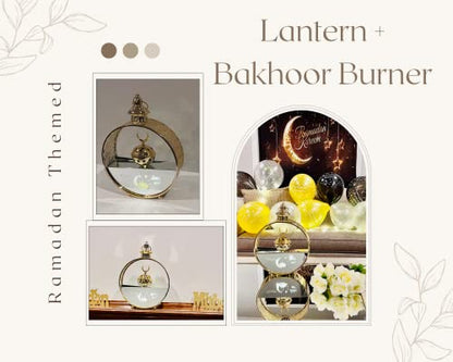 Eid Mubarak Hanging Lantern Islamic Metal Lamp Islamic Lamp, Ramadan Mubarak LED Light, Eid ul Fitr Hanging Lantern Glass and Metal Lantern for Home, Offices, Eid Gifts 14"X10" (Crescent) - color: Crescent