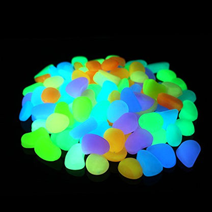 Shiny Stone 120pcs Glow in The Dark Aquarium Pebbles, Mixed Color | Fish Tank Rocks, Glowing Gravel, Luminous Stones, For Aquarium Succulent Garden - color: Mixed Color