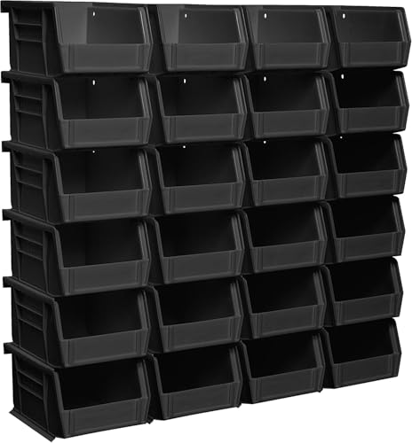 Akro-Mils 30210 AkroBins Plastic Storage Bins, 5"x4"x3", Black, 24-Pack | Space-Saving Stackable Bins for Garage, Pantry, Craft Organization - color: Black