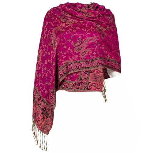 TUSHUSTY Pashmina Feel Shawls Wraps Rave Scarf for Women Soft Silky Reversible Men Scarves Hijab - color: Rose Pink